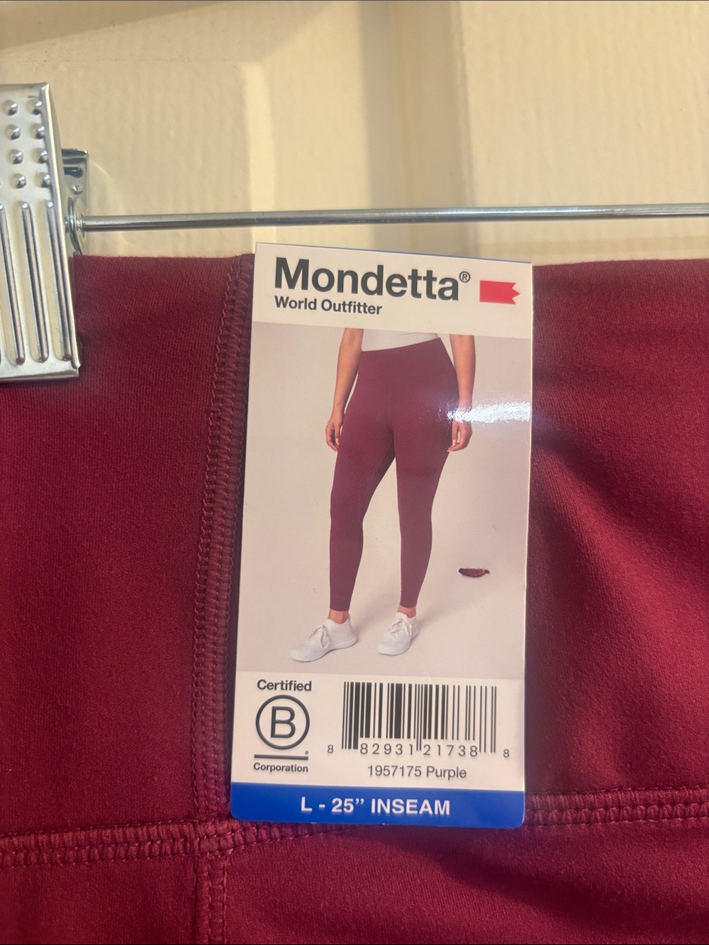 Mondetta Burgundy Kids Leggings with Side Pockets - Picture 2 of 3